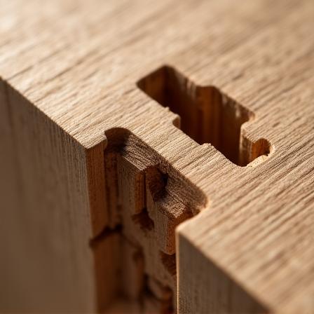 Dettaglio incastro a coda di rondine fatto a mano